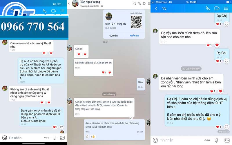 Phản hồi của khách hàng về dịch vụ sửa tivi tại nhà Điện Tử HT_NK